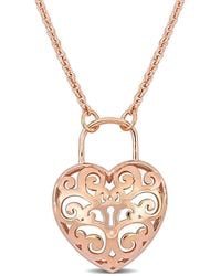 Italian Silver - Heart Lock Pendant - Lyst