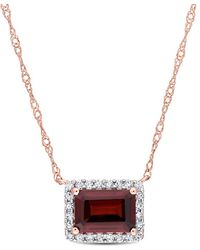 Rina Limor - 14k Rose Gold 1.37 Ct. Tw. Diamond & Garnet Halo Square Necklace - Lyst