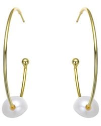 Genevive Jewelry - 18k Over Silver 11mm Freshwater Pearl Earrings - Lyst