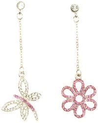 Eye Candy LA - Pink Shimmering Chain Drop Earring - Lyst