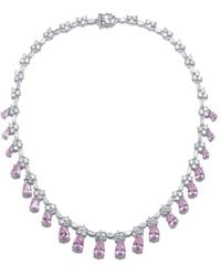Genevive Jewelry - Silver Cz Drop Necklace - Lyst