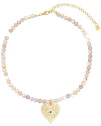 Eye Candy LA - The Luxe Collection Agate Heart Pendant Necklace - Lyst