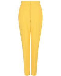 McQueen - High-Waist Wool Cigarette Trouser - Lyst