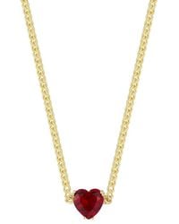 Sphera Milano - 14k Over Silver Cz Heart Collar Necklace With Curb Chain - Lyst