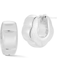 Sphera Milano - Silver Hollow Flower Chunky Hoops - Lyst