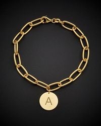 Italian Gold Over Silver - 18K Initial Bracelet - Lyst