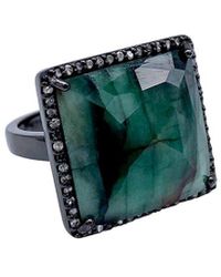 Adornia Fine Jewelry Silver 6.30 Ct. Tw. Diamond & Emerald Halo Ring - Multicolor