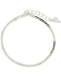 Sterling Forever - Rhodium Plated Bentley Flat Herringbone Chain Bracelet - Lyst