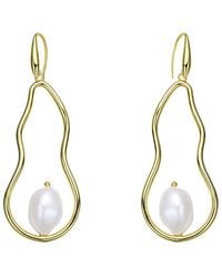 Genevive Jewelry - 18k Over Silver 12mm Freshwater Pearl Earrings - Lyst