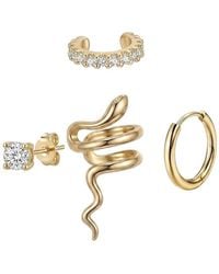 Liv Oliver - 18K Plated Cz Earrings Cuff Set - Lyst