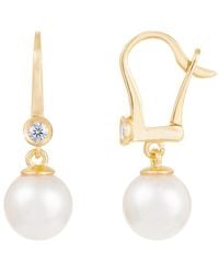 Splendid - 14k 0.10 Ct. Tw. Diamond & 7-7.5mm Akoya Pearl Earrings - Lyst