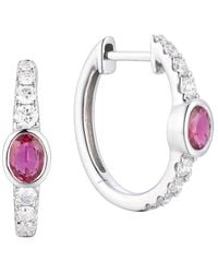 Gregg Ruth - 14K 0.83 Ct. Tw. Diamond & Ruby Huggie Earring - Lyst