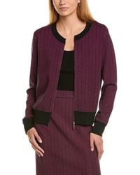 St. John - Herringbone Tweed Knit Bomber Jacket - Lyst