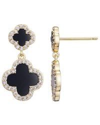 Adornia - 14K Plated Double Clover Drop Earrings - Lyst