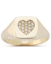 Ember Fine Jewelry - 14k 0.11 Ct. Tw. Diamond Heart Signet Ring - Lyst