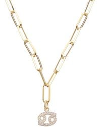 Meshmerise - 18k Over Silver 0.15 Ct. Tw. Diamond Zodiac Paperclip Necklace - Lyst