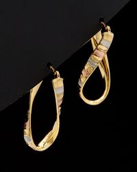 Italian Gold - 14k Tri-tone Scalloped Twisted Oval Hoops - Lyst