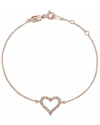 Suzy Levian 14k Rose Gold 0.24 Ct. Tw. Diamond Heart Solitaire Bracelet - Metallic