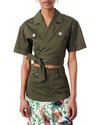 10 Crosby Derek Lam - Ragean Utility Linen-blend Wrap Top - Lyst