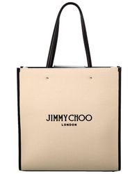 Jimmy Choo - N/s Large Canvas & Leather Tote - Lyst