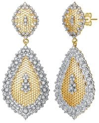 Rachel Glauber - Two-tone Plated Cz Dangle Earrings - Lyst