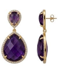 Liv Oliver - 18K Plated 45.75 Ct. Tw. Amethyst Cz Earrings - Lyst