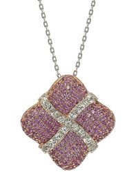 Suzy Levian - Silver 0.02 Ct. Tw. Diamond & Sapphire Pendant Necklace - Lyst
