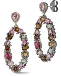 Banji Jewelry - Silver 10.81 Ct. Tw. Diamond & Tourmaline Drop Statement Earrings - Lyst