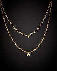 Italian Gold Over Silver - 18K Diamond Initial Necklace -Z) - Lyst