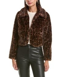 La Fiorentina - Leopard Faux Fur Cropped Jacket - Lyst