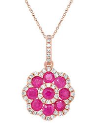Diana M. Jewels Fine Jewelry 14k Rose Gold 1.01 Ct. Tw. Diamond & Ruby Necklace - Pink