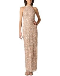 Aidan Mattox - Beaded Halter Long Dress - Lyst