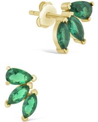 Sterling Forever - 14k Over Silver Cz Nora Studs - Lyst