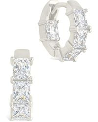 Sterling Forever - Cz Cosima Baguette Hoop Earrings - Lyst