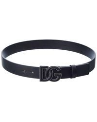 Dolce & Gabbana Dg Logo Leather Belt - Blue
