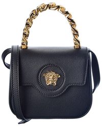 Versace La Medusa Mini Leather Shoulder Bag - Blue