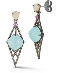 Banji Jewelry - Silver 0.78 Ct. Tw. Diamond & Gemstone Drop Earrings - Lyst