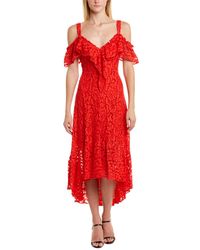 BCBGMAXAZRIA Lace Midi Dress - Red