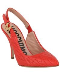 Moschino - Logo Leather Slingback Pump - Lyst