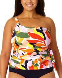 Anne Cole - Asymmetrical Tie Side Tankini - Lyst
