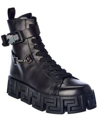 Versace Greca Labyrinth Leather Boot - Black