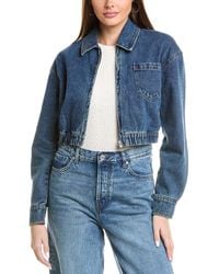 Bardot - Cropped Bomber Denim Jacket - Lyst
