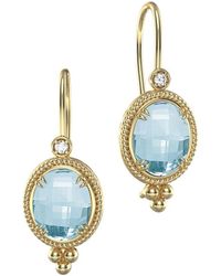 I. REISS - 14k 13.67 Ct. Tw. Diamond & Blue Topaz Drop Earrings - Lyst