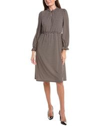 Adrianna Papell - Printed Knit Moss Crepe Ruffle Neck Dress - Lyst