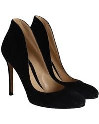 Gianvito Rossi - Suede Round-Toe Flared Pump (Authentic Pre-Loved) - Lyst
