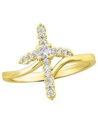 Savvy Cie - 14K Plated Cz Cross Ring - Lyst