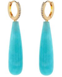 Liv Oliver - 18k Plated 50.00 Ct. Tw. Turquoise Drop Earrings - Lyst