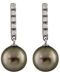 Masako Pearls - Splendid Pearls 14k 0.20 Ct. Tw. Diamond & 9-9.5mm Tahitian Pearl Drop Earrings - Lyst