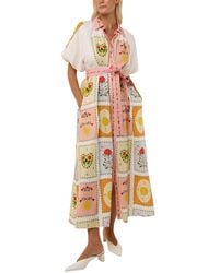 AMINA GLAM - Linen-Blend Midi Dress - Lyst