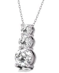 Diana M. Jewels - Diana M. Fine Jewelry 14k 1.00 Ct. Tw. Lab Grown Diamond Three-stone Pendant - Lyst